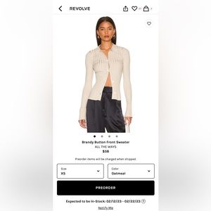 REVOLVE All The Ways Brandy Button Front Sweater in Oatmeal Size Small